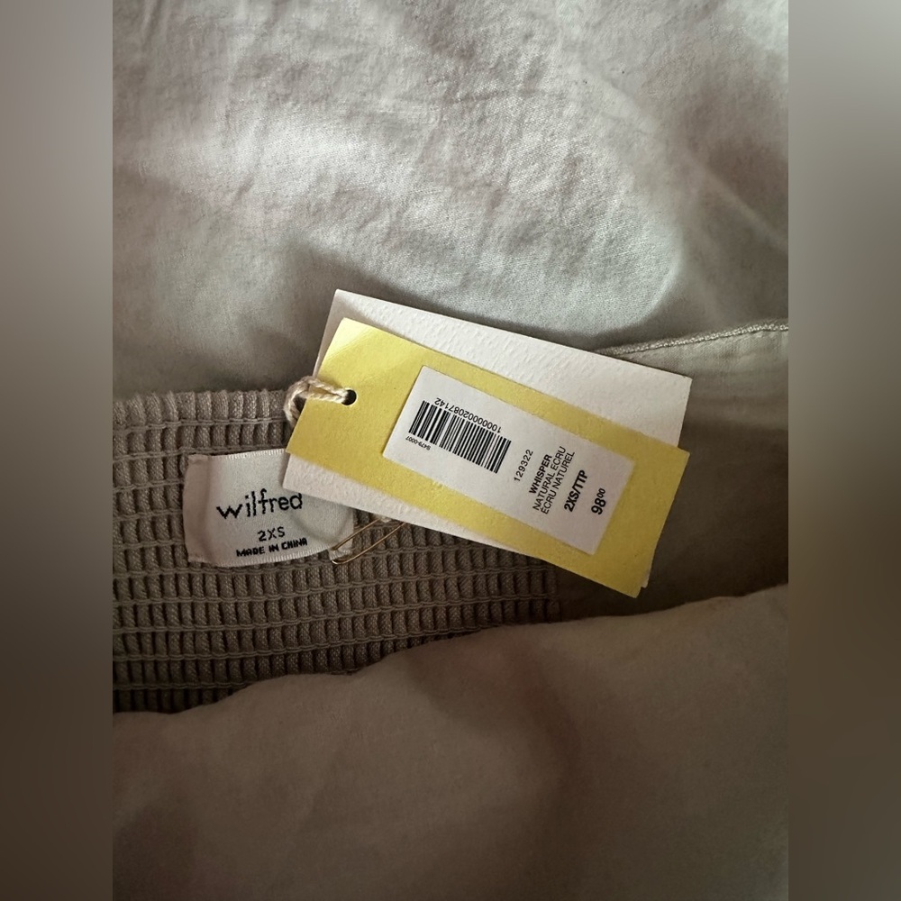 Wilfred Aritzia Organic Linen Halter Crop Top Beige Natural Linen Summer Top 2XS - Picture 4 of 9